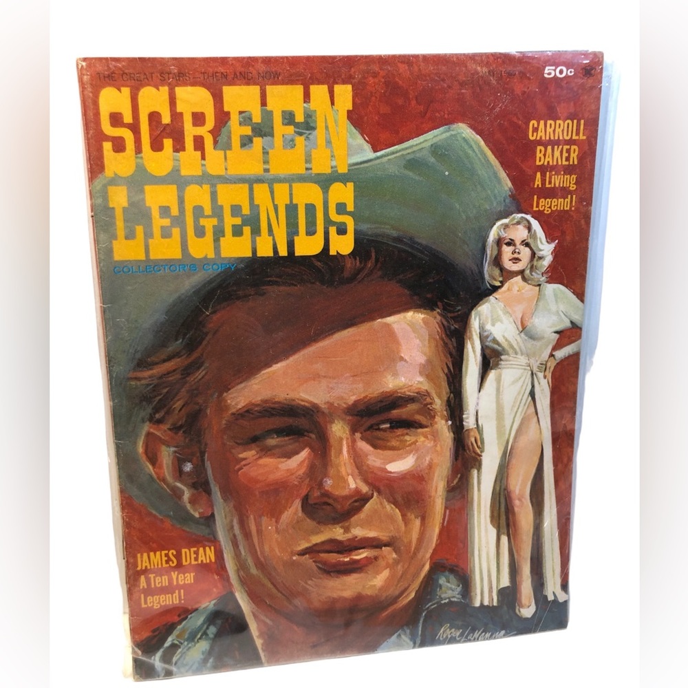 Screen Legends May 1965 James Dean Carroll Baker Fan Magazine Poster Vintage